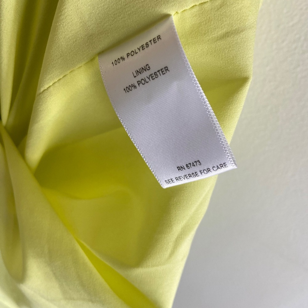 Taylor Lime Green Floral Chiffon Faux Wrap Maxi Dress Sz 14 Tropical Ruffle Hem - Picture 8 of 8